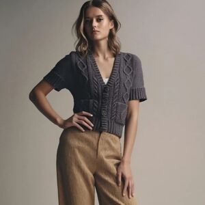 GAP Charcoal Cable Knit Cardigan